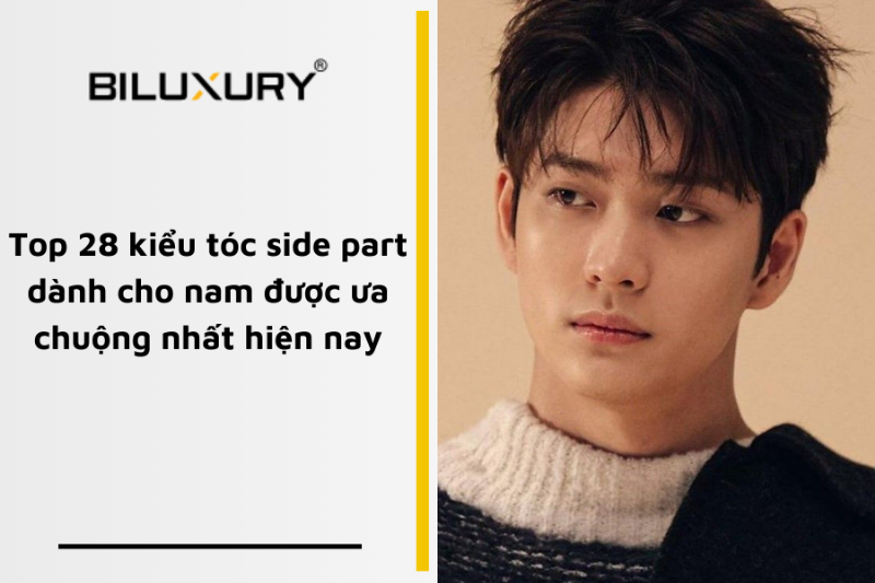 Một người đàn ông đang thực hiện các bước vuốt tóc side part 7/3 vuốt rủ tại nhà, với hình ảnh minh họa các sản phẩm tạo kiểu và dụng cụ cần thiết.